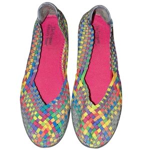 Vermont Country Store Sidewalk Size 9 Womens Woven Flats Slip On Shoes Kidcore